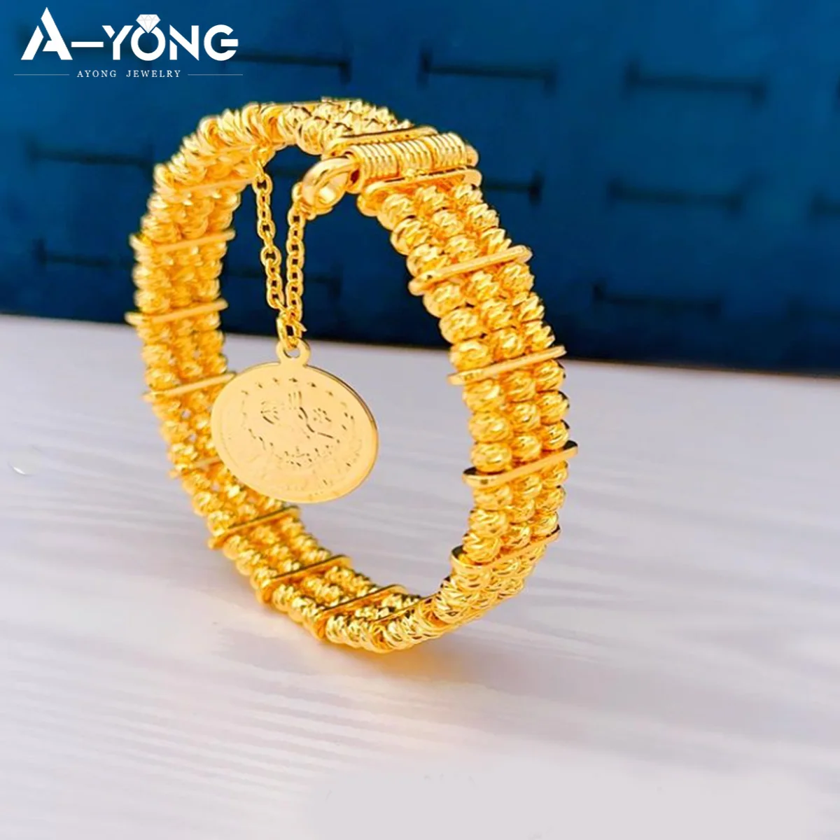 

Manufacturer Brand Brass Mulit Layer Bracelet Beads Adjustable 22k Gold Plated Bangles for Women
