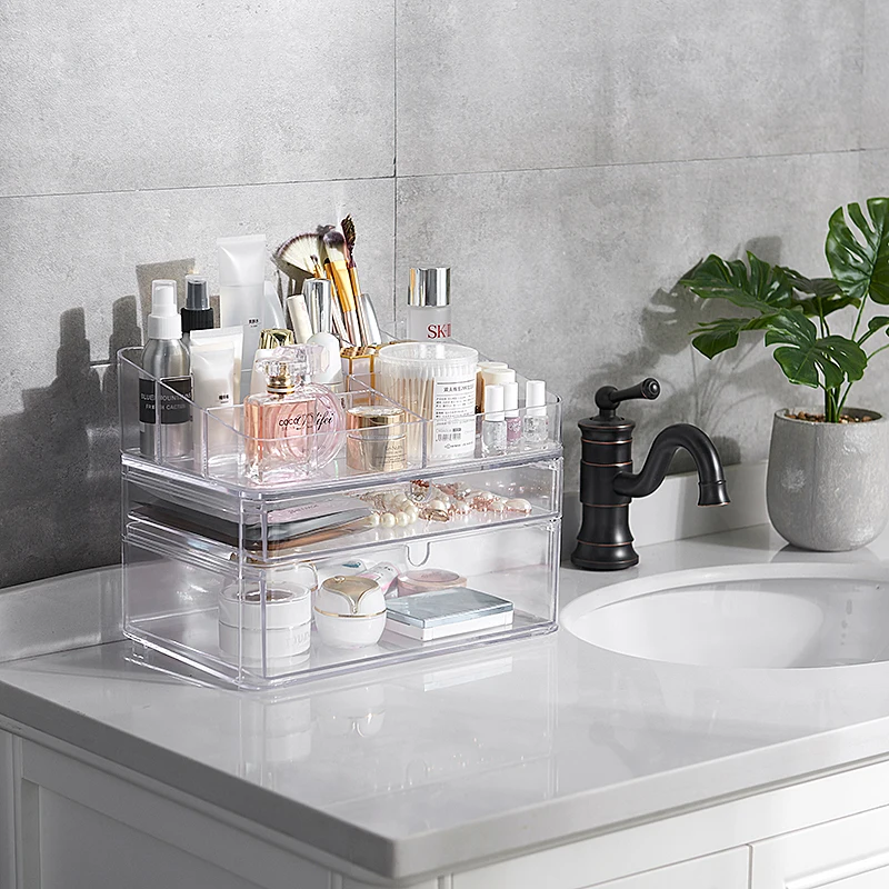 

acrylic make up plastic storage organizer box makeup, Transparent
