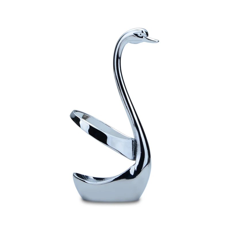 

Hot Sell Creative Swan Shape Fruit Spoon Fork Holder Wedding Cutlery Holder, Slivera