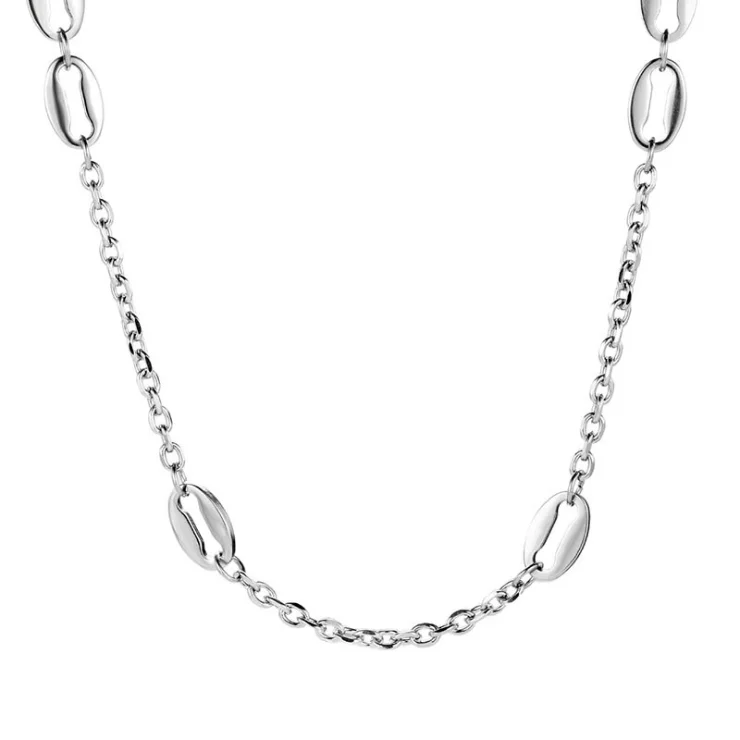 

New selling INS vintage Cuban trendy design hip hop thick chain link fine jewelry necklace for couples titanium steel necklace, Silver