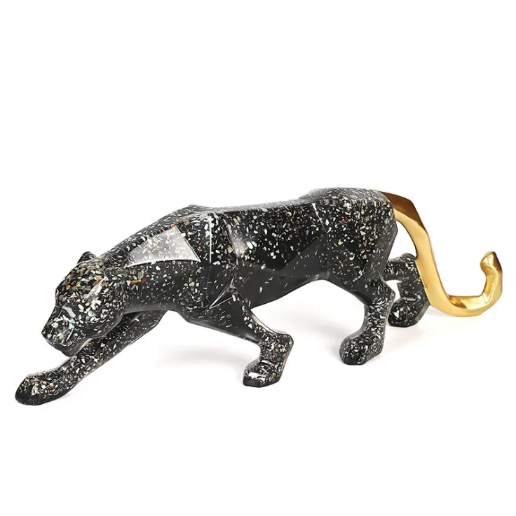 

2021 New Products High Quality Black/Gold Panther Resin Animal Statue Life Size Decoration Home Nordic Accessories Luxury, Customized