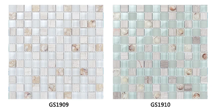 Ice cracked crystal glass mixed stone mosaic tile for wall and floor decor