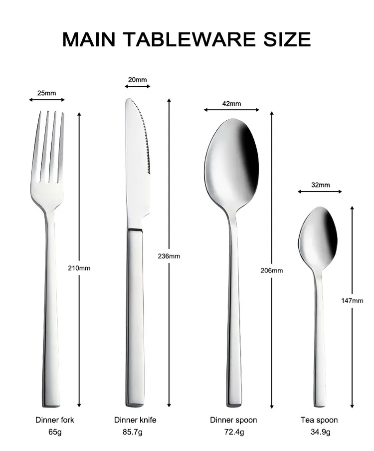 High Quality Stainless Steel Silverware Rectangle Handle Stainless