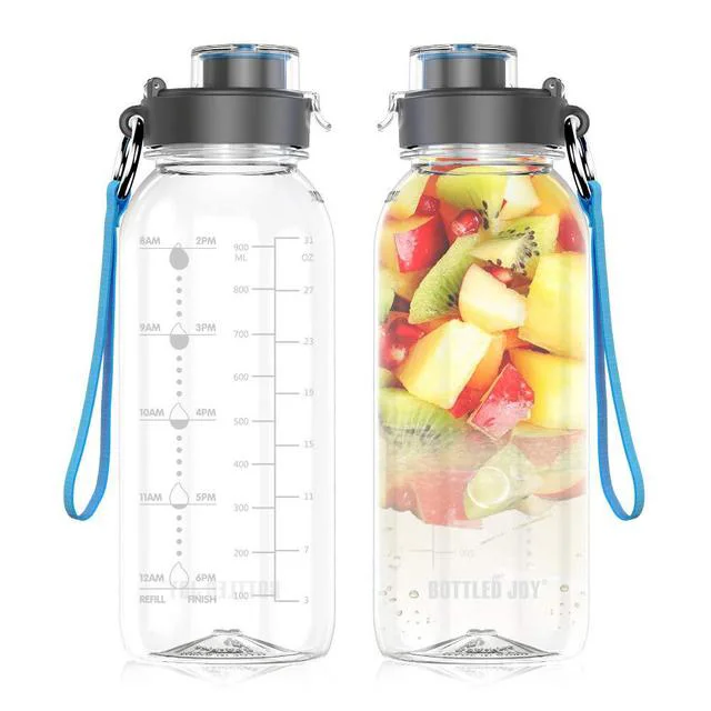 

Amazon Hot Sale Tritan Plastic Sport Water Bottle with Rope Time Marker Water Bottle Customizable, Customized color