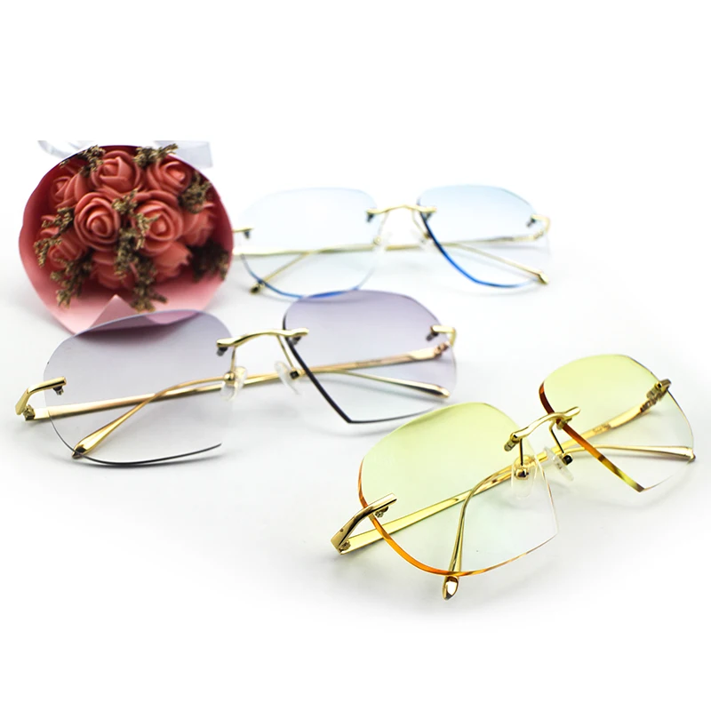 

men rimless sunglasses Metal men Rimless Women Custom Sun glasses Manufacturers