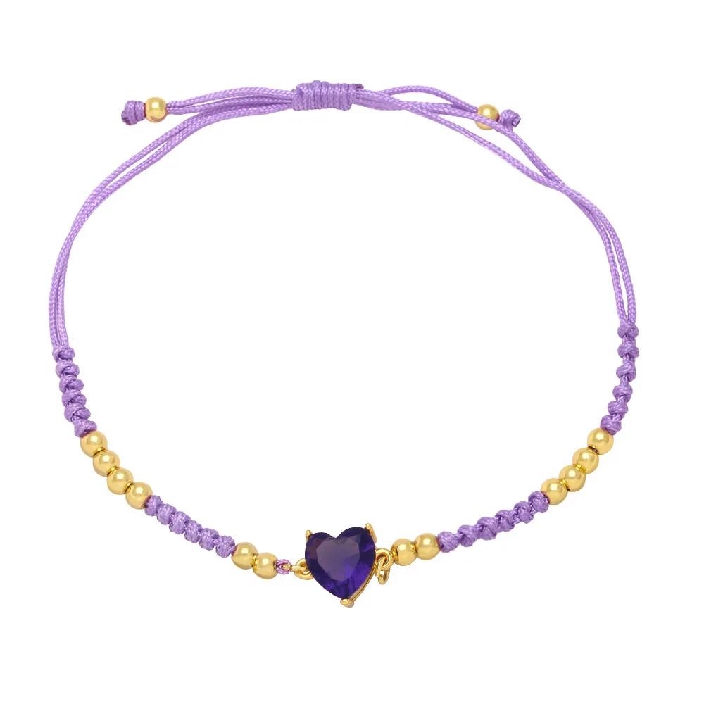 

zmzy new design boho colorful lucky woven rope zircon heart beads bracelets