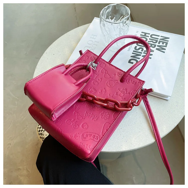 

Fashion Design Women Hand Bag Pink Lady Purses Ladies Sling Bags Handbags Girl Bag With Acrylic Handle, Customizable