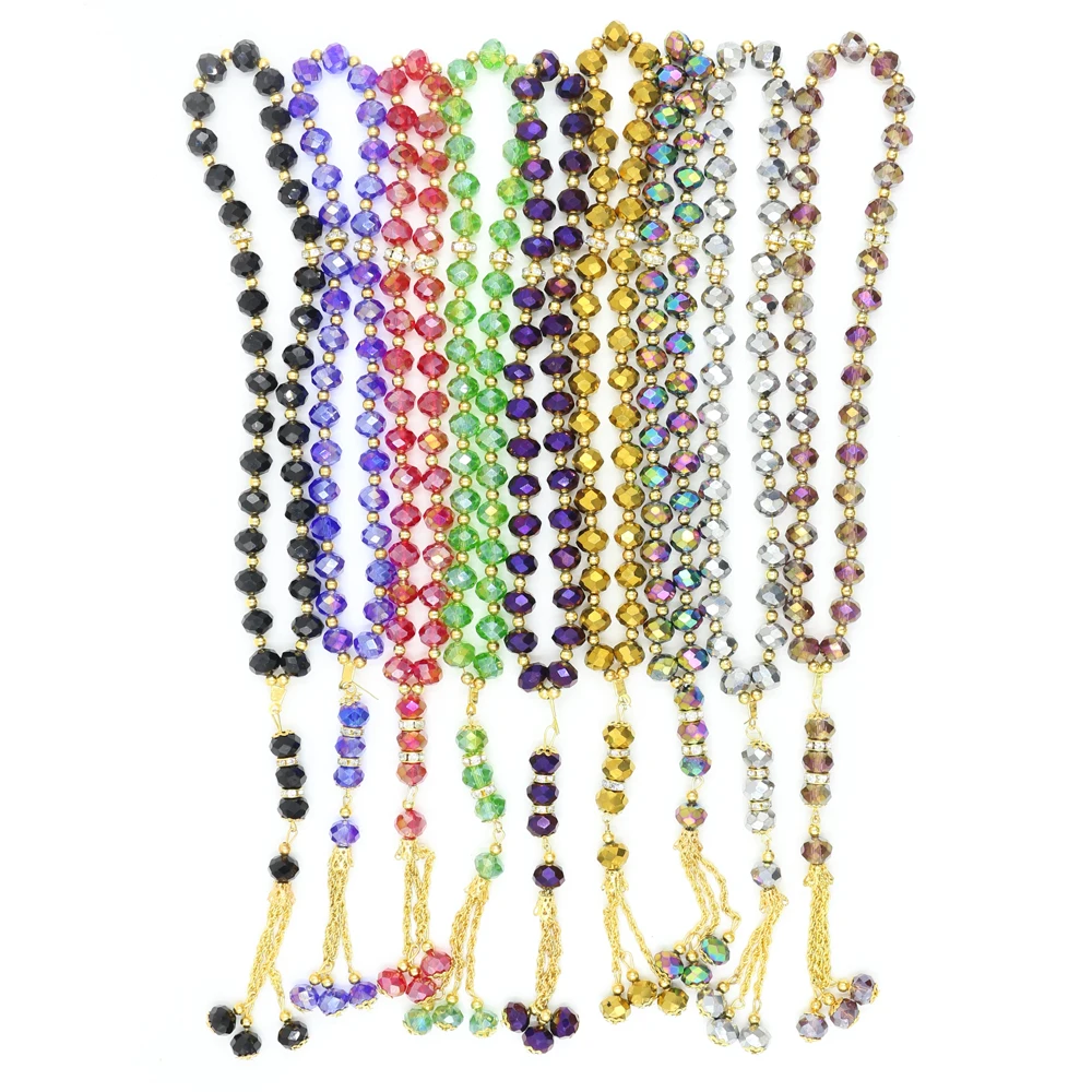 

Muslim Prayer Glass Beads For Jewelry Making 10MM Faceted Rondelle Beads For Necklace Fashion Charming Pendant DIY Accessories