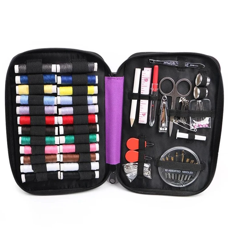

Travelsky Professional Portable Sewing Kits Large Travel Sewing Kit Box Customized Sewing with Various Tools Included 18pcs, Black,blue,purple