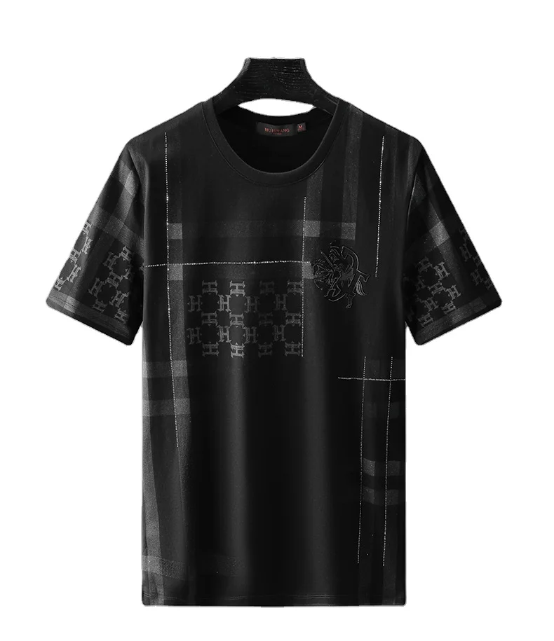 

The new summer fashion print hot diamond all-match vintage cotton short-sleeved T-shirt
