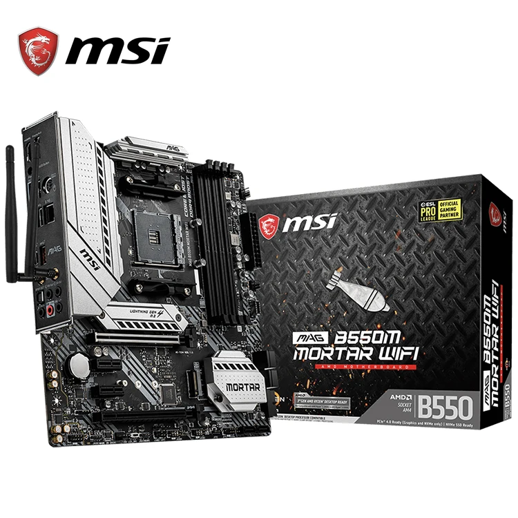 

MSI MAG B550M MORTAR WIFI AMD Micro ATX Gaming Motherboard with AM4 Socket Support 3rd Gen AMD Ryze Processors