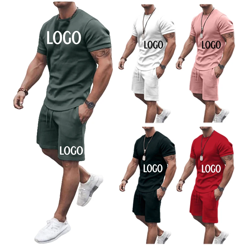 

Wholesale Summer New Men Casual Shorts Sets Short Sleeve T Shirt Shorts Solid Tracksuit Set Men's Brand Clothing 2 Pieces Sets, Different colors