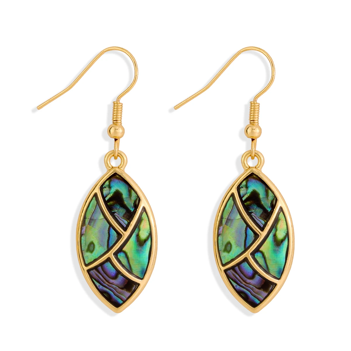 

hawaiian jewelry 18k gold plated abalone shell earrings