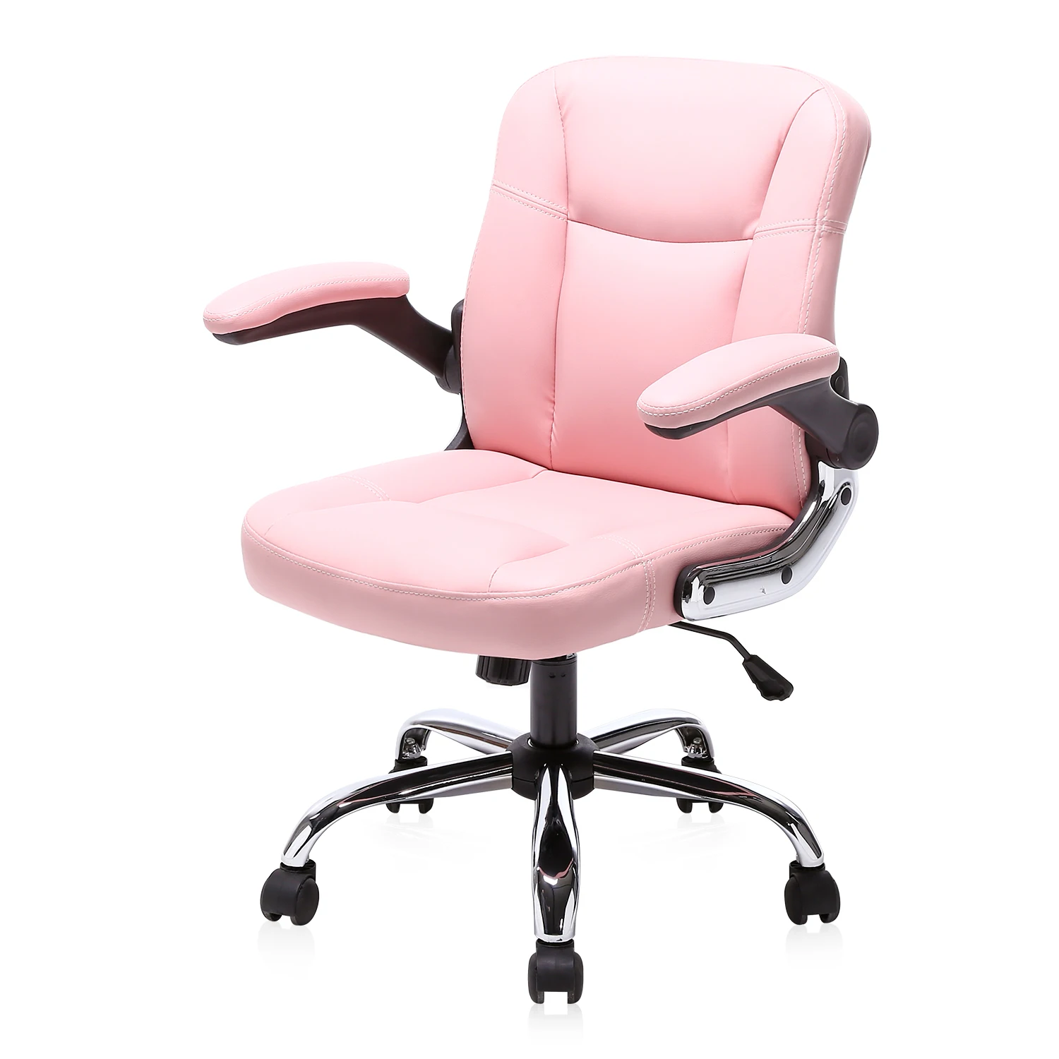 

Classy Cute Pink Easy To Assemble Soft Sythetic Leather Computer Desk Chair With Good Padding For Home Office