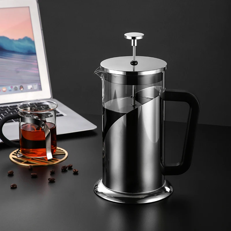 

Black High Quality Borosilicate Glass 304 Stainless Steel Filter Screen Coffee Maker French Press