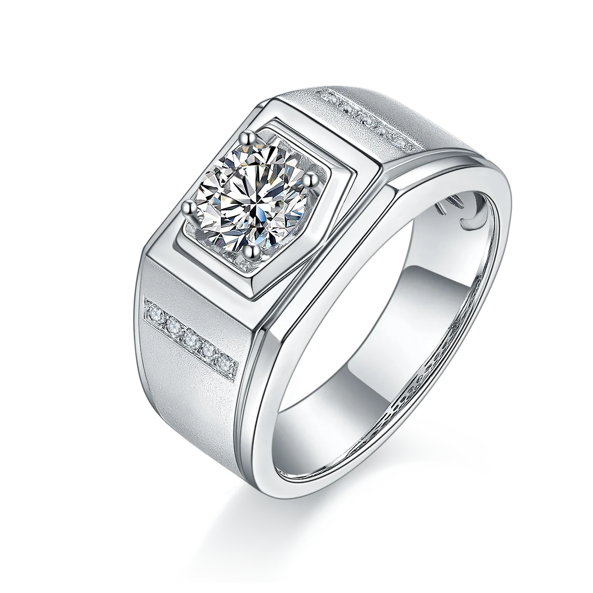 

NINE'S Dropshipping Manufacturer Wholesale 925 Sterling Silver D Color 1 Ct Moissanite Diamond Men Ring Wedding Ring, Gold, silver, rose gold