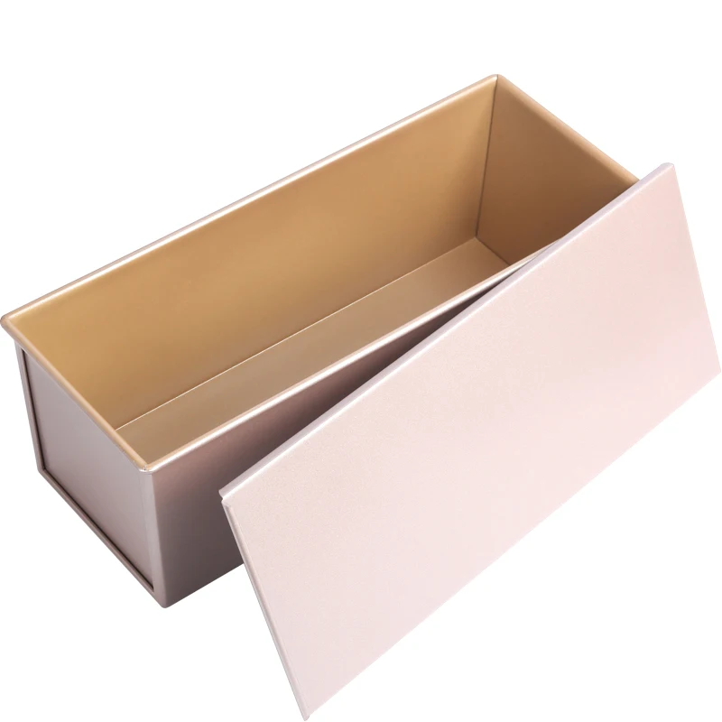 

CHEFMADE Toast Box Aluminuted Steel Champagne Gold 1000G Non Stick Corrugated French Bagguette Bread Loaf Pan With Lid Cover