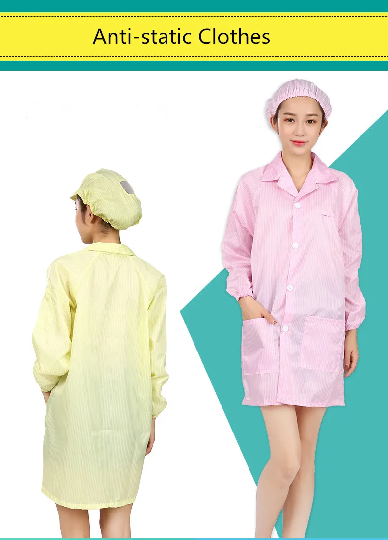 antistatic cleanroom workwear clothes esd smock gown uniform