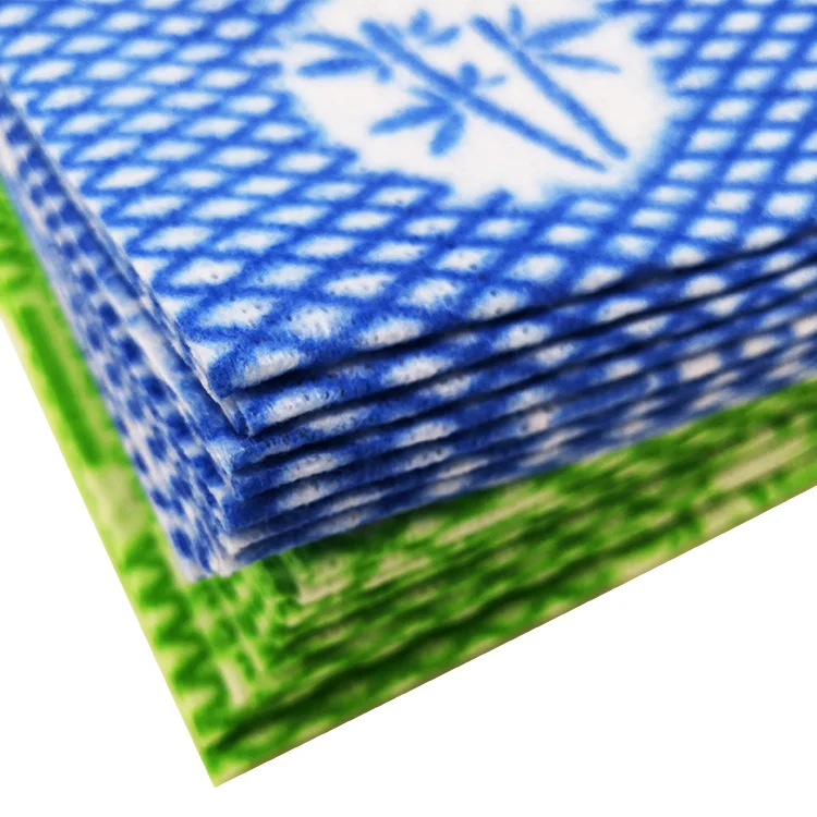 Compact Soft Bamboo Leaf Pattern Printing Disposable Bamboo Spunlace