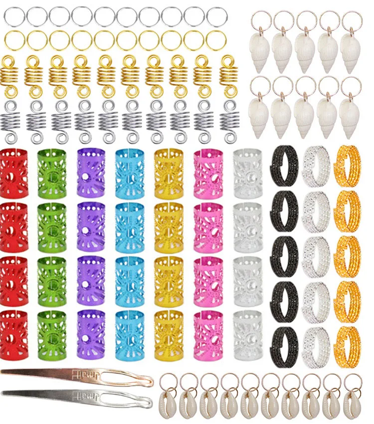 

Wholesale 80pcs/lot Hair Extension Tool Dreadlocks cuff hair clip Women beads hair rings for braids, Mixed