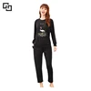 Wholesale Flamingo& Letter Print Bamboo Pajamas Women Long Sleeve Pajama Set