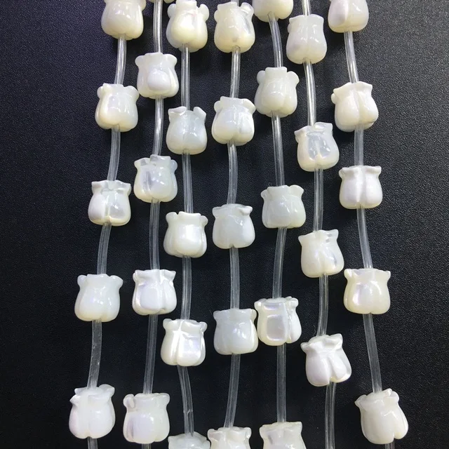 

Beautiful 8x9mm Tulip Flower stones Natural Mother of Pearl Flower Beads for Jewelry