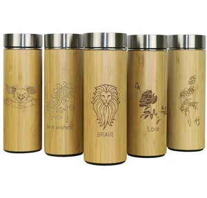 Image of Amazon Hot Selling private label Bamboo Tumbler Water bottle Bamboo insulated water bottle stainless steel