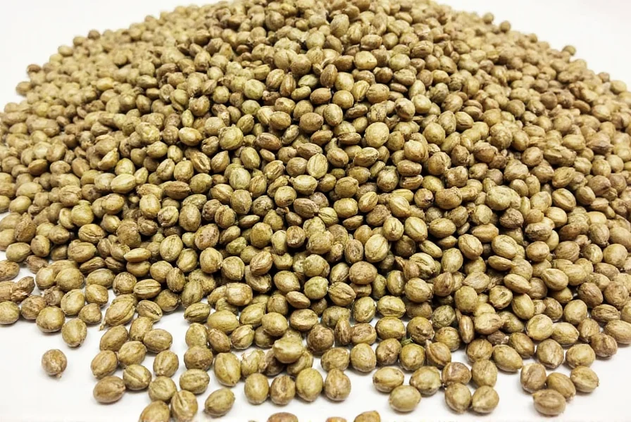 A close-up of dried pequin seeds scattered on a wooden table