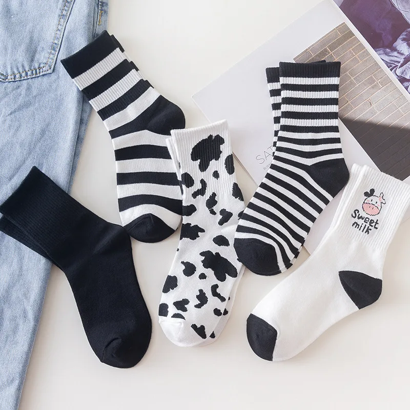 

Cow striped socks Women Girl casual striped socks