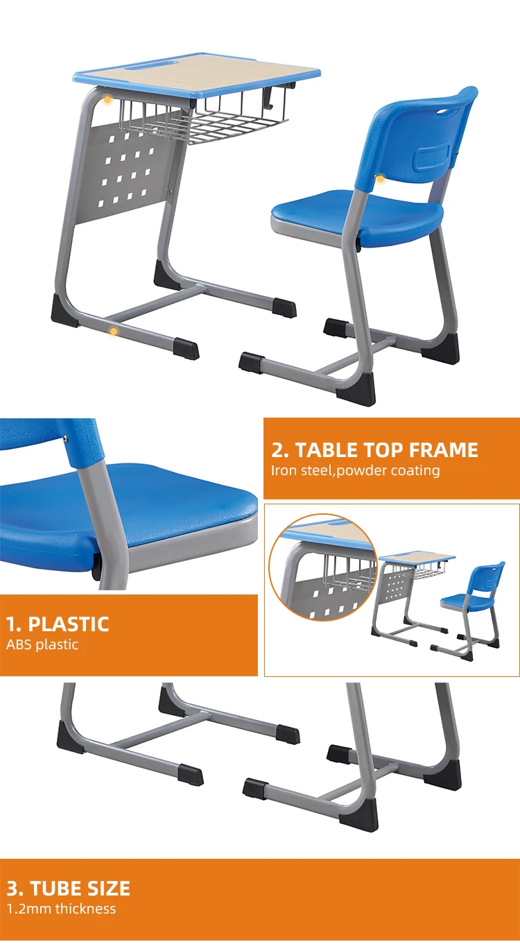 Modern Classroom Furniture Single School Chair Desk Student Study Table