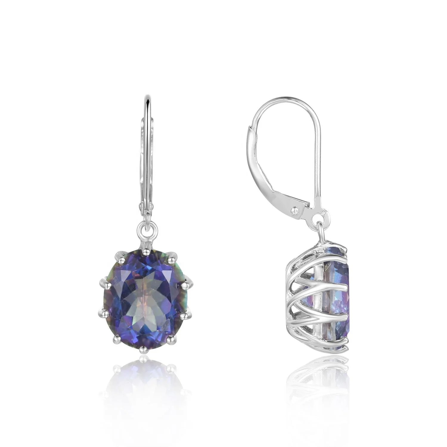 

Abiding Quartz Drop Earring OEM Factory Wholesale Jewelry 925 Sterling Silver Earrings Women Big Gemstone Earring