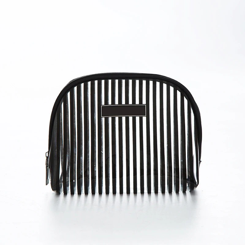 

wholesale korean style striped transparent waterproof travel makeup storage PVC cosmetic bag, Customized