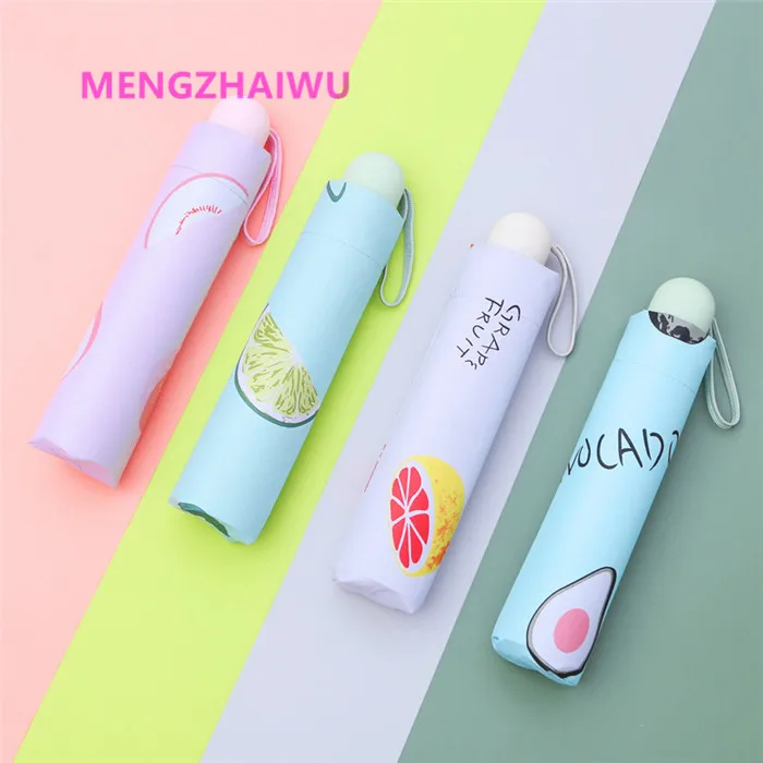 

2021 yiwu household products export folding sun umbrella summer fruits pattern printing Anti-UV cheap designer umbrellas, Mixed