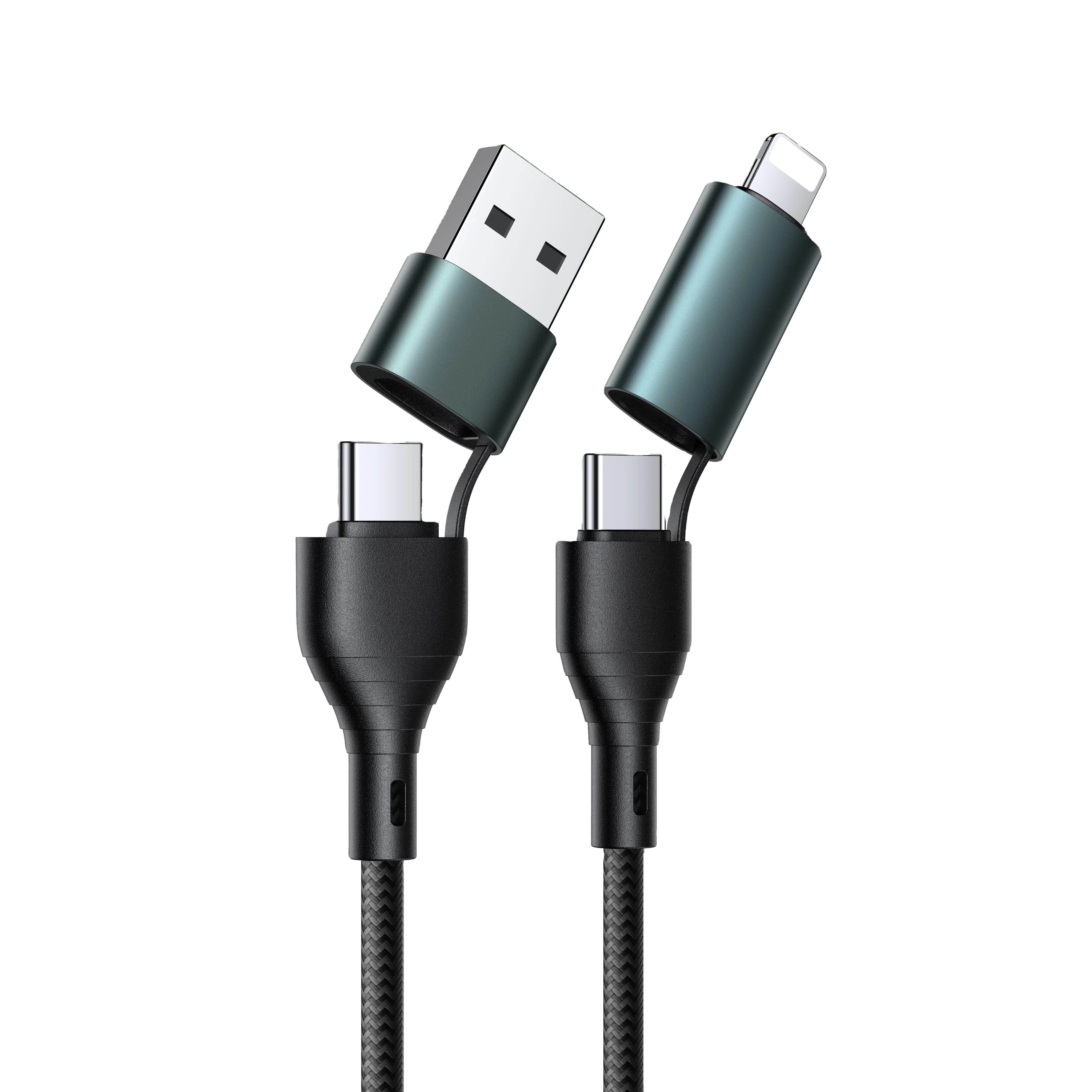 

Jellico New Arrival 60W Fast Charging Usb C Charger Cable With PD cable Data Transmission 4 in 1 usb cables, Black, red, blue