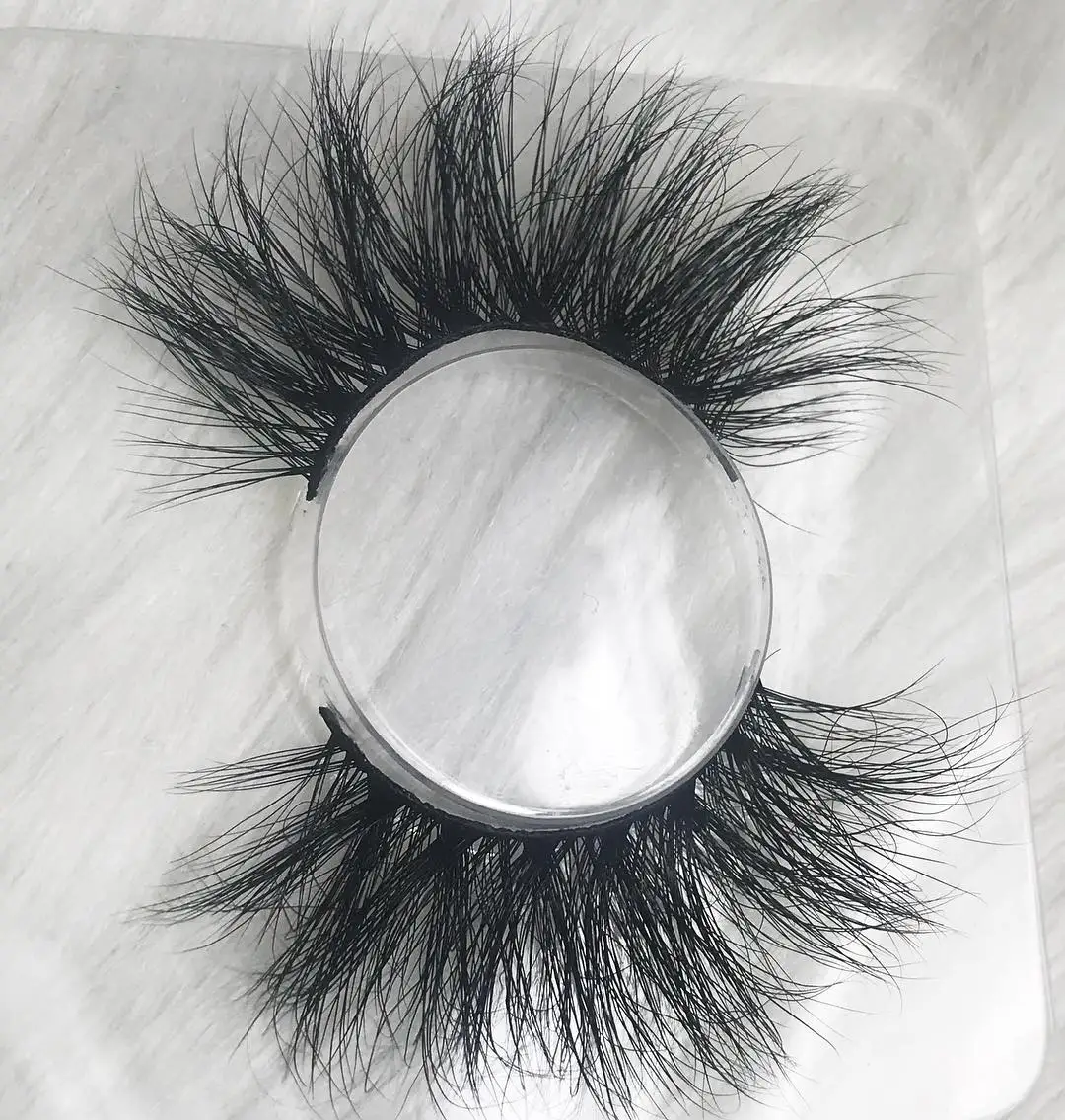 

Wholesale False Eyelash With Custom Logo 25mm 3D Real Mink Eyelashes Private Label 4D 6D 5D 25mm Mink Lashes, Black