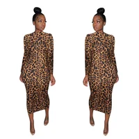 

high quality fall clothing long sleeve leopard bodycon dress for women
