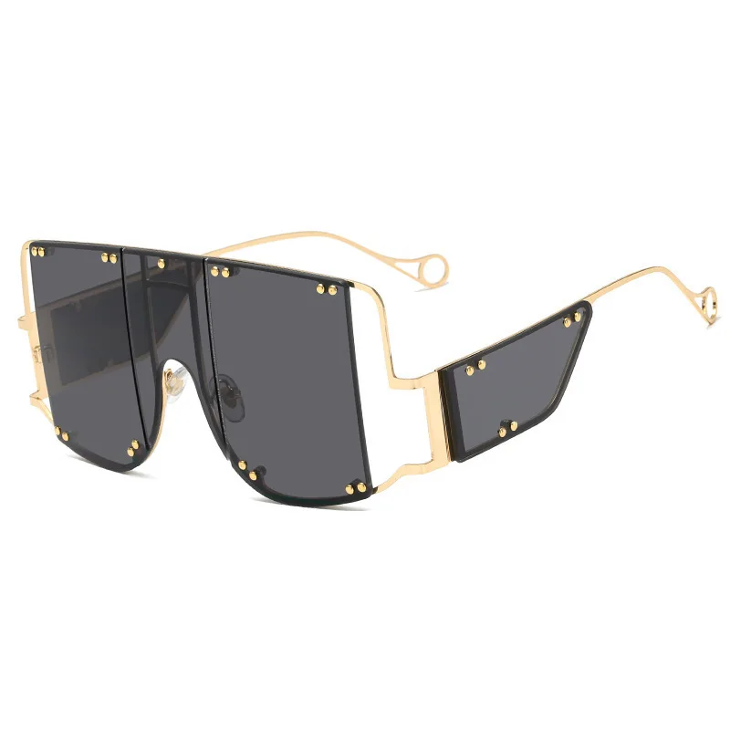 

2021 Hot Sale Fashionable Famous Brand Designer Metal Big Frame Unique Oversized Sunglasses