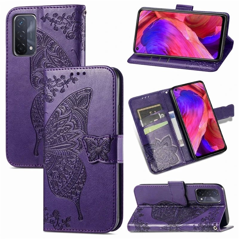 

Butterfly Embossed Leather Case For OPPO A16 A16S A92 A54 A15 Reno 7 pro SE 6 Z With Card Pocket Cases For Realme C21Y C11 C15, 6 colors