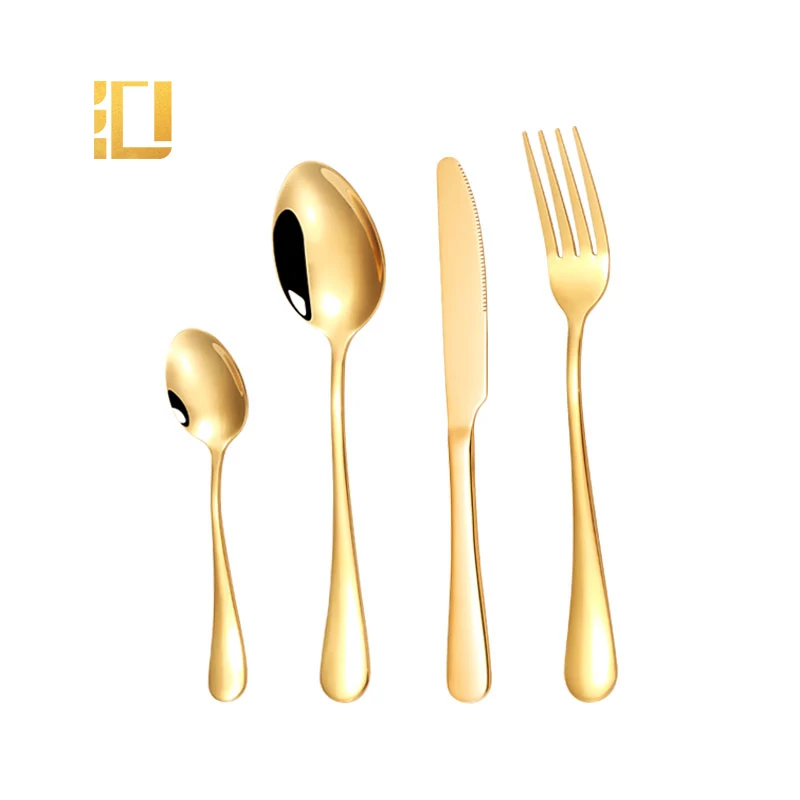 

Gold Plated Cutlery Stainless Steel Silverware Set Gold Flatware Wedding Gold Spoon Forks and Knives For Events, Golden