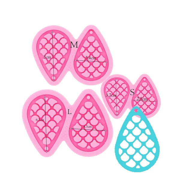

S783 new Mermaid Tail shaped silicone earrings mold for resin crafts, Random