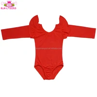 

Long Sleeve Leotard Baby Fall Winter Clothes Toddler Girl Solid Red Long Flutter Sleeve Leotards For Christmas And Valentines