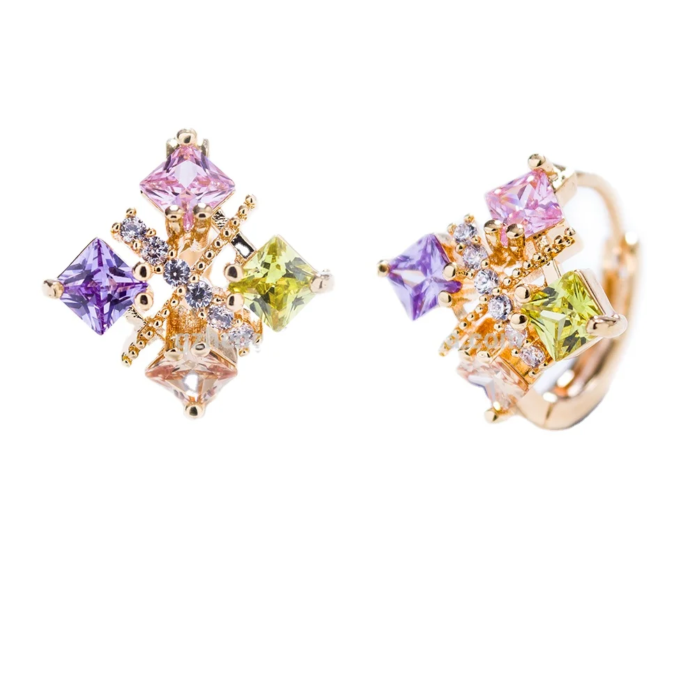 

HengDian 18K Gold Plated Zircon Jewelry Set Fashion Wedding Hoop Earrings for Women