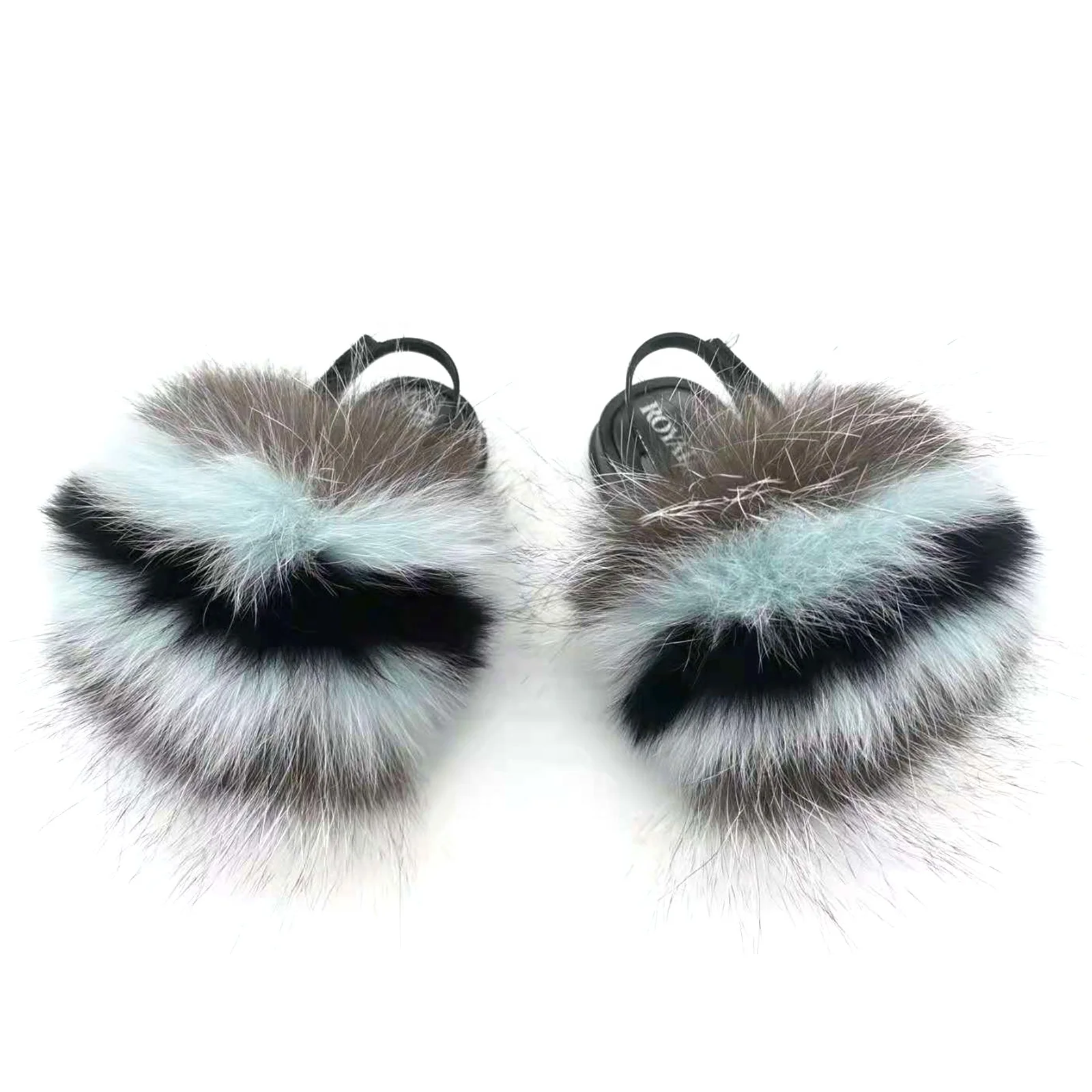 

2021 new colors Drop shipping Fashion and Cute baby 100% real fox fur kids slippers, Customized color