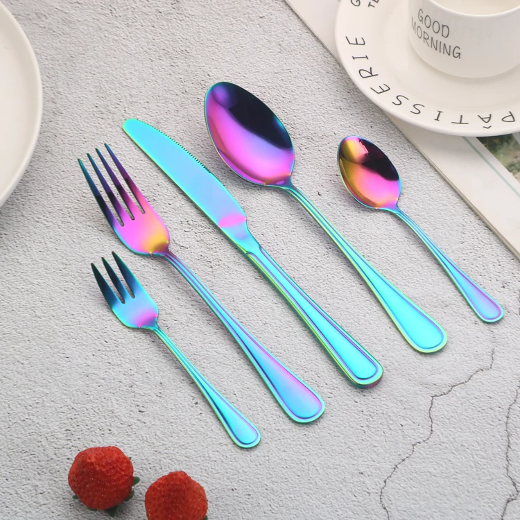 

Silver Modern Inox Flatware Stainless Steel Metal Knife Fork Spoon Gold Cutlery