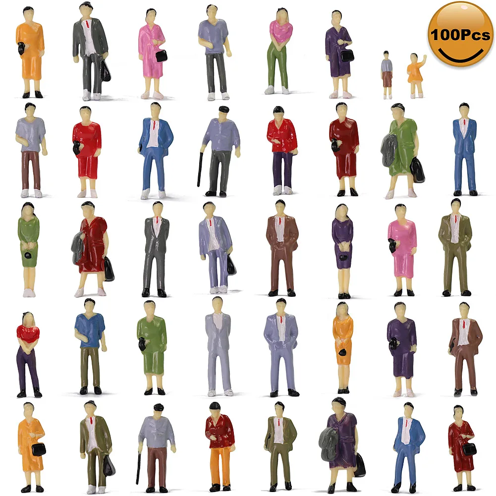 

P4311 Model Train Railway 14 Different Poses 1:43 O Scale Standing Painted Figures People Passenger