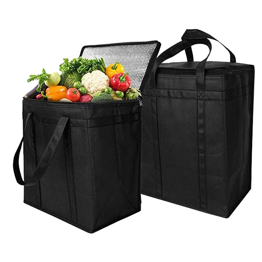 

High Quality Custom Thermal Insulated Portable Shopping Picnic Lunch Food Bag Cooler Bag, Black