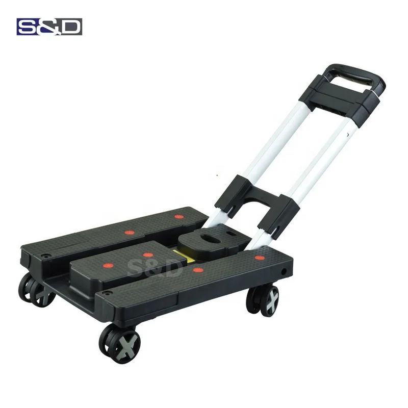 
Compact aluminum lightweight portable 4 silent spinner wheels platform shopping dolly folding luggage hand trolley cart truck 