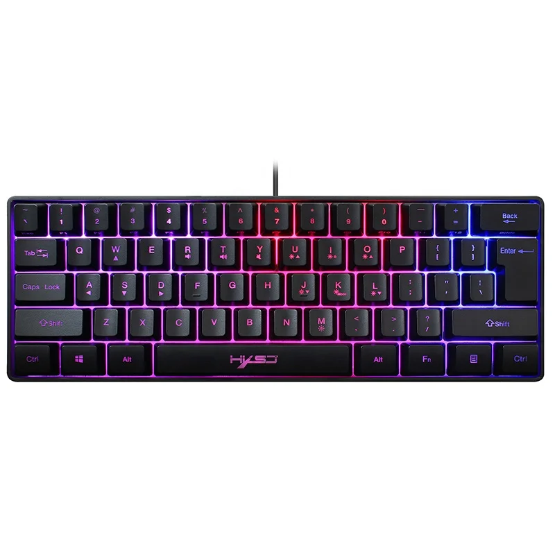 

61 Keys USB Glowing Clavier Mini Mechanical Feel Wired Keyboard Gaming Backlit Keyboard For Home Office Gamer