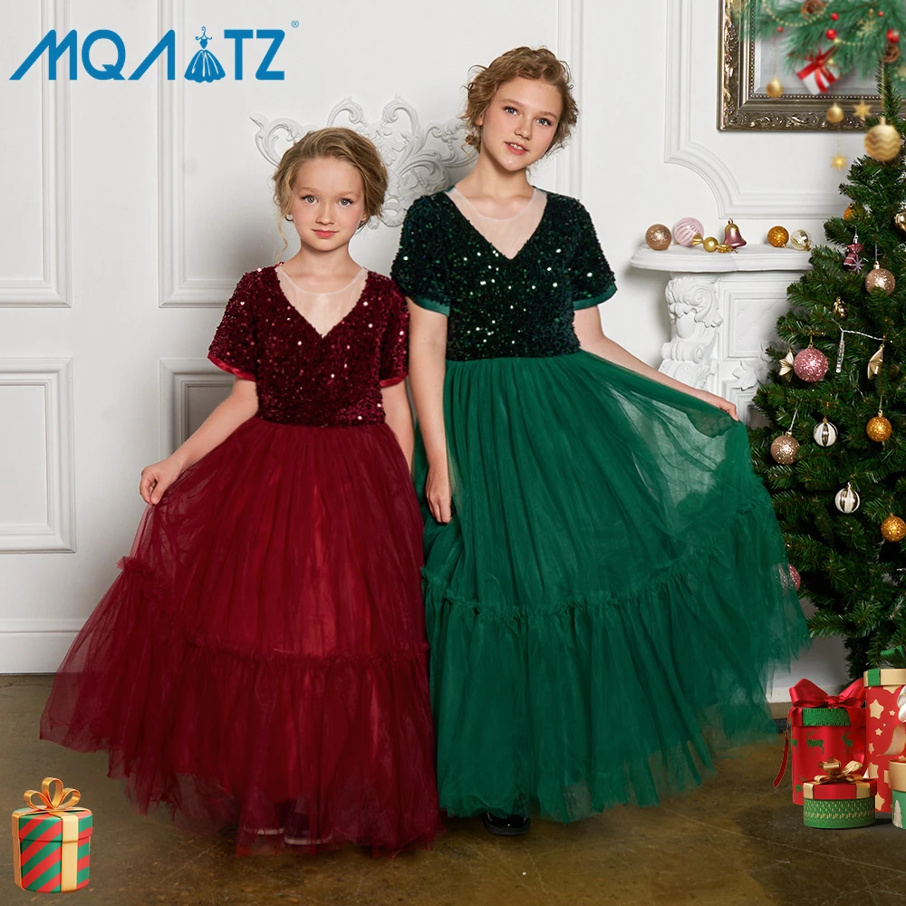 

MOATZ New Arrivals Girl Princess Party Dress Short Sleeve Big Bow Sequin For Kids Party Birthday White Dress For Kids Girl