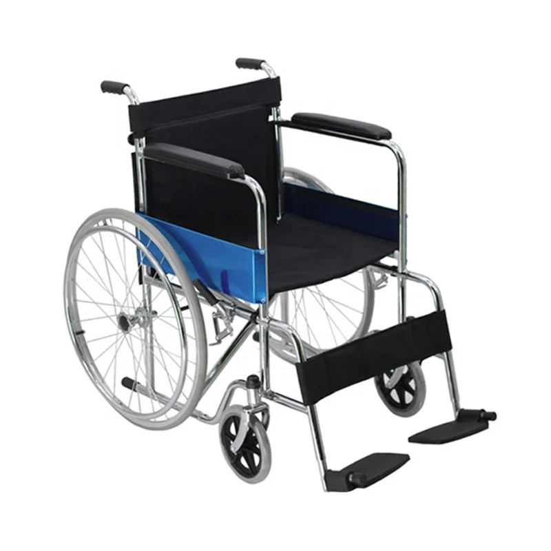 

High quality portable lightweight manual foldable elderly rehabilitation electroplated carbon steel wheelchair disabled trolley